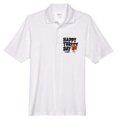 Happy Turkey Day Thanksgiving Holiday Men's Origin Performance Pique Polo