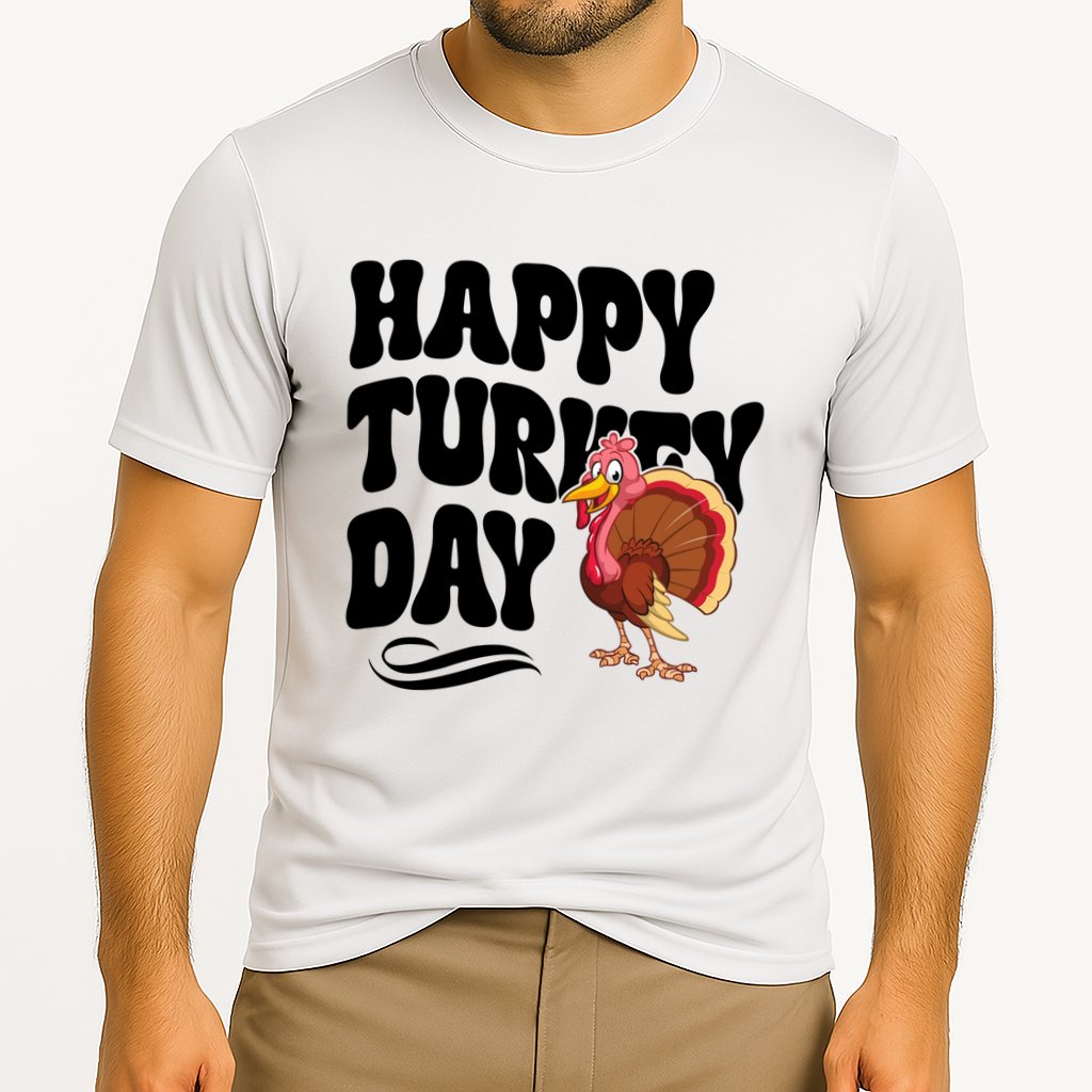Happy Turkey Day Thanksgiving Holiday Cooling Performance Crew T-Shirt