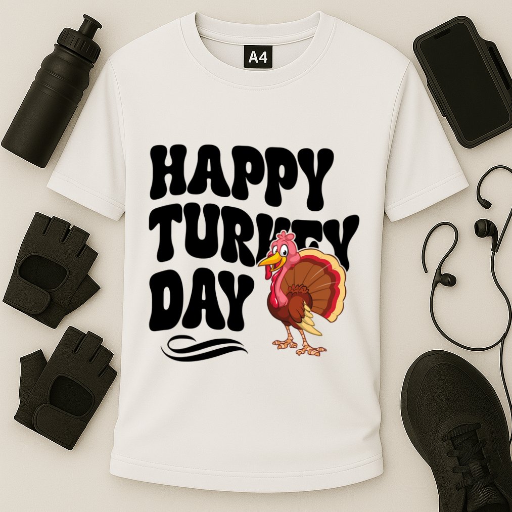 Happy Turkey Day Thanksgiving Holiday Cooling Performance Crew T-Shirt