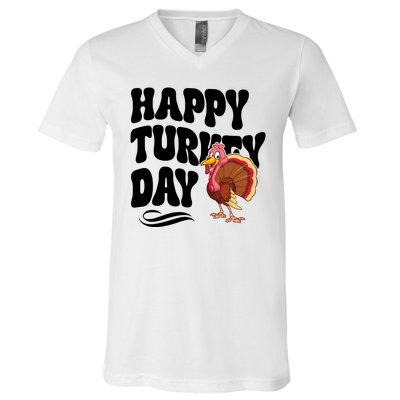 Happy Turkey Day Thanksgiving Holiday V-Neck T-Shirt