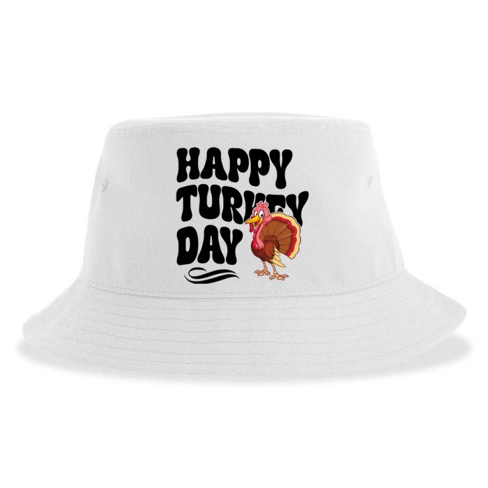 Happy Turkey Day Thanksgiving Holiday Sustainable Bucket Hat