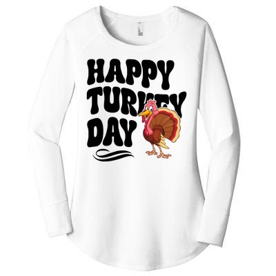 Happy Turkey Day Thanksgiving Holiday Women's Perfect Tri Tunic Long Sleeve Shirt