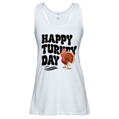 Happy Turkey Day Thanksgiving Holiday Ladies Essential Flowy Tank