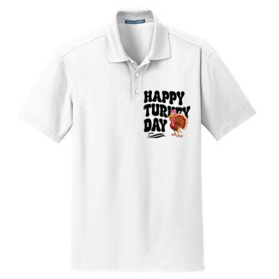 Happy Turkey Day Thanksgiving Holiday Dry Zone Grid Polo