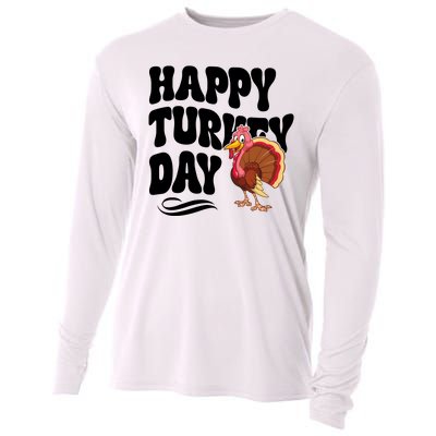 Happy Turkey Day Thanksgiving Holiday Cooling Performance Long Sleeve Crew