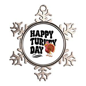 Happy Turkey Day Thanksgiving Holiday Metallic Star Ornament