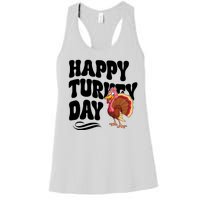 Happy Turkey Day Thanksgiving Holiday Women's Racerback Tank