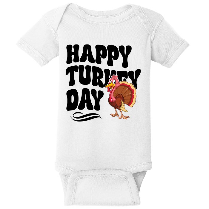 Happy Turkey Day Thanksgiving Holiday Baby Bodysuit