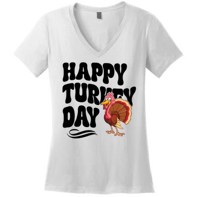 Happy Turkey Day Thanksgiving Holiday Women's V-Neck T-Shirt