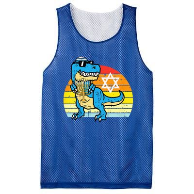  Hanukkah Trex Dino Retro Chanukah Jewish  Mesh Reversible Basketball Jersey Tank