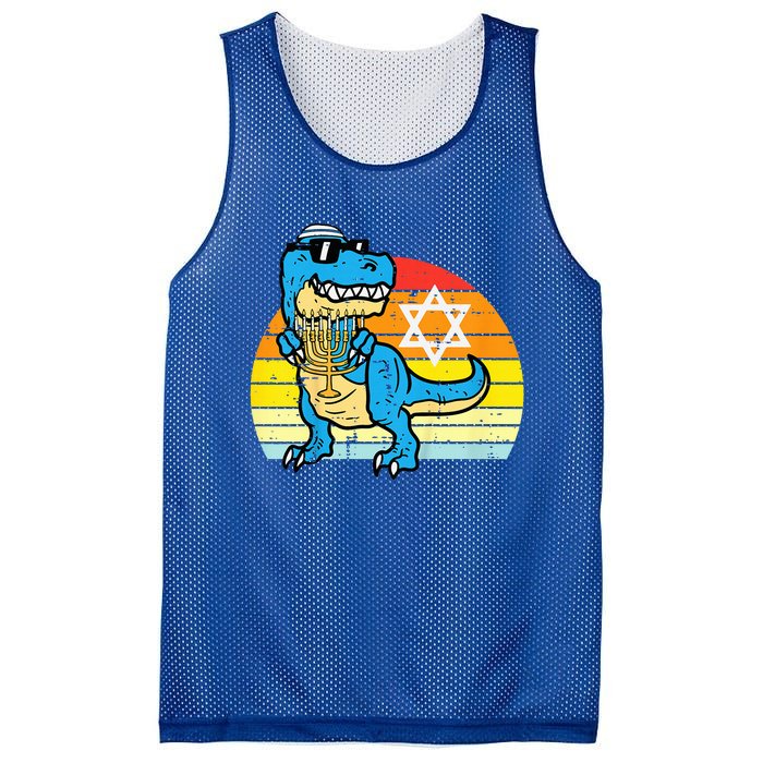  Hanukkah Trex Dino Retro Chanukah Jewish  Mesh Reversible Basketball Jersey Tank