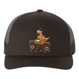 Happy Thanksgiving Dinosaur Turkey Riding Truck Yupoong Adult 5-Panel Trucker Hat