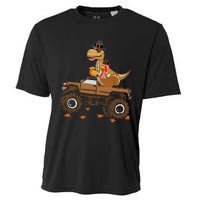 Happy Thanksgiving Dinosaur Turkey Riding Truck Cooling Performance Crew T-Shirt