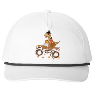 Happy Thanksgiving Dinosaur Turkey Riding Truck Snapback Five-Panel Rope Hat