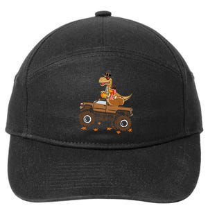 Happy Thanksgiving Dinosaur Turkey Riding Truck 7-Panel Snapback Hat