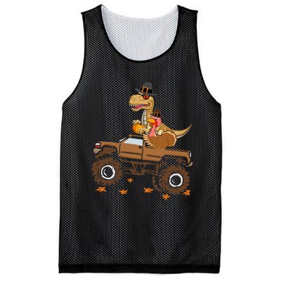 Happy Thanksgiving Dinosaur Turkey Riding Truck Mesh Reversible Basketball Jersey Tank