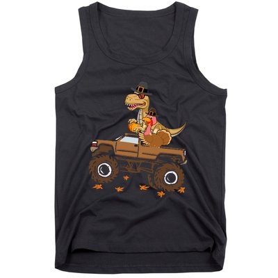 Happy Thanksgiving Dinosaur Turkey Riding Truck Tank Top