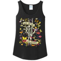 Have The Day You Deserve Skeleton Peace Hand Sign Floral Ladies Essential Tank