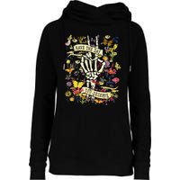 Have The Day You Deserve Skeleton Peace Hand Sign Floral Womens Funnel Neck Pullover Hood