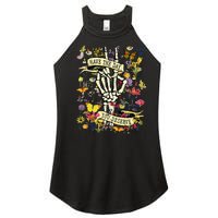 Have The Day You Deserve Skeleton Peace Hand Sign Floral Women's Perfect Tri Rocker Tank