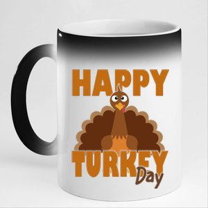 Happy Turkey Day Thanksgiving Holiday 11oz Black Color Changing Mug