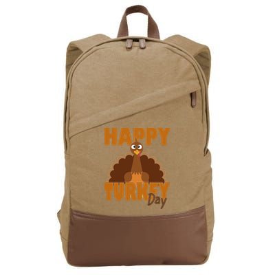 Happy Turkey Day Thanksgiving Holiday Cotton Canvas Backpack