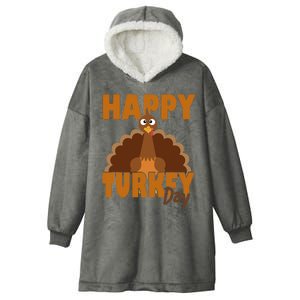 Happy Turkey Day Thanksgiving Holiday Hooded Wearable Blanket