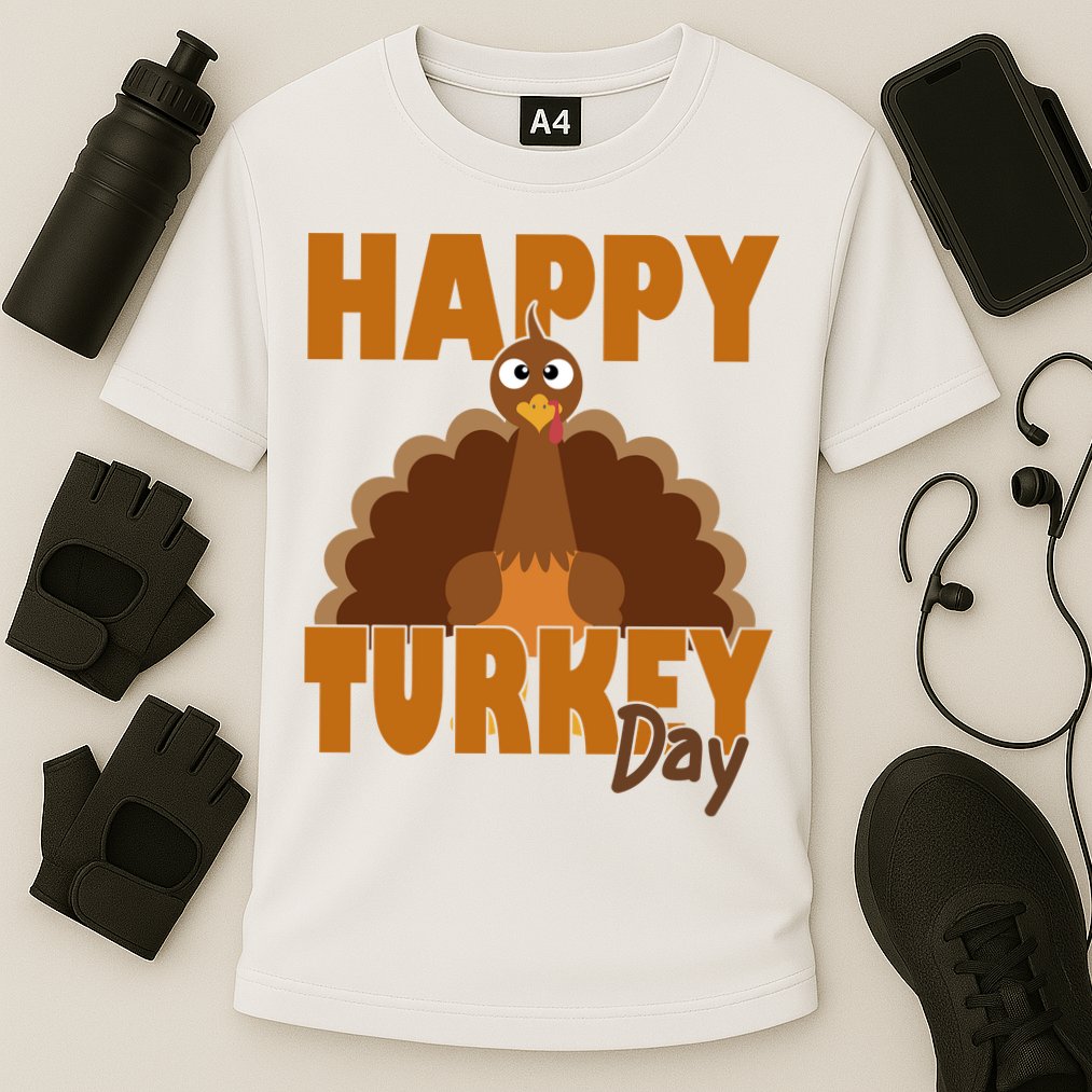 Happy Turkey Day Thanksgiving Holiday Cooling Performance Crew T-Shirt