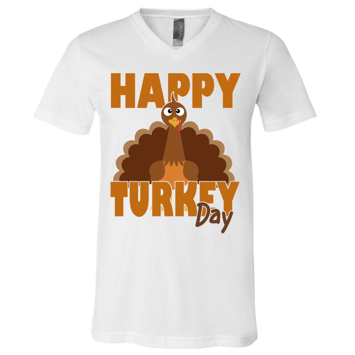 Happy Turkey Day Thanksgiving Holiday V-Neck T-Shirt