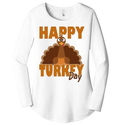 Happy Turkey Day Thanksgiving Holiday Women's Perfect Tri Tunic Long Sleeve Shirt