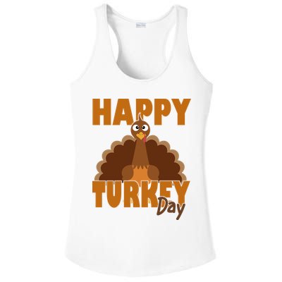Happy Turkey Day Thanksgiving Holiday Ladies PosiCharge Competitor Racerback Tank