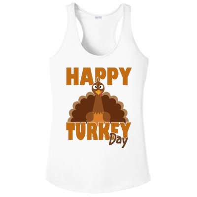 Happy Turkey Day Thanksgiving Holiday Ladies PosiCharge Competitor Racerback Tank