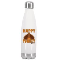 Happy Turkey Day Thanksgiving Holiday Stainless Steel Insulated Water Bottle