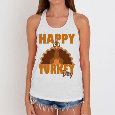 Happy Turkey Day Thanksgiving Holiday Women's Knotted Racerback Tank