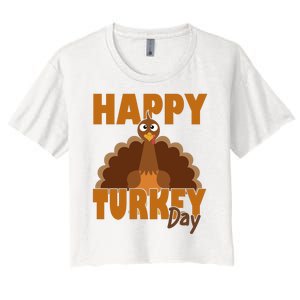 Happy Turkey Day Thanksgiving Holiday Women's Crop Top Tee