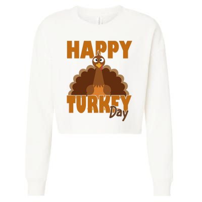 Happy Turkey Day Thanksgiving Holiday Cropped Pullover Crew