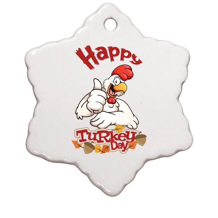 Happy Turkey Day Ceramic Star Ornament