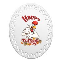 Happy Turkey Day Ceramic Oval Ornament