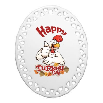 Happy Turkey Day Ceramic Oval Ornament