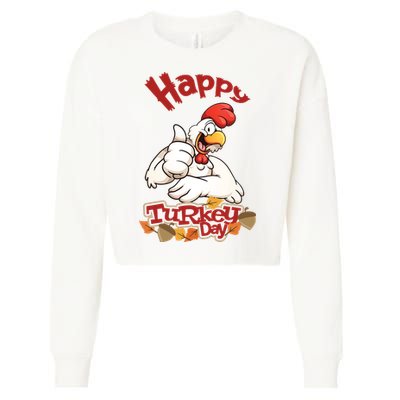 Happy Turkey Day Cropped Pullover Crew