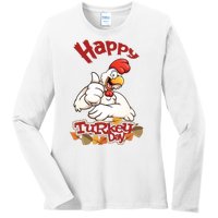 Happy Turkey Day Ladies Long Sleeve Shirt