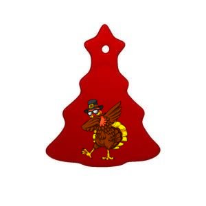 Happy Thanksgiving Dabbing Turkey Day Pilgrim Ceramic Tree Ornament