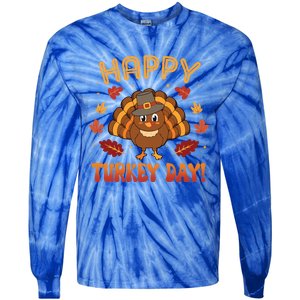 Happy Turkey Day 2024 Autumn Fall Thanksgiving Family Gift Tie-Dye Long Sleeve Shirt