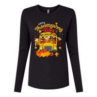 Happy Thanksgiving Day Funny Turkey School Bus Driver Gifts Womens Cotton Relaxed Long Sleeve T-Shirt