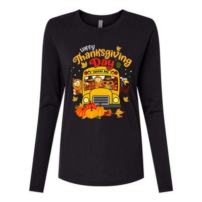 Happy Thanksgiving Day Funny Turkey School Bus Driver Gifts Womens Cotton Relaxed Long Sleeve T-Shirt