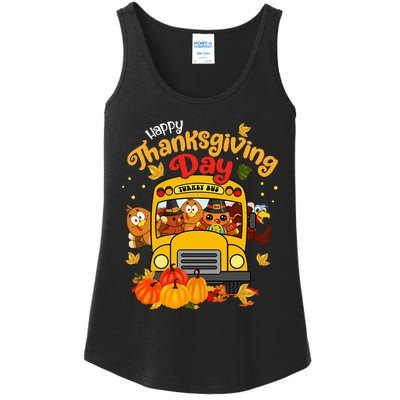 Happy Thanksgiving Day Funny Turkey School Bus Driver Gifts Ladies Essential Tank