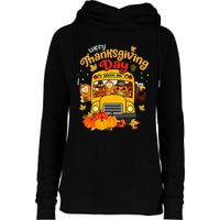 Happy Thanksgiving Day Funny Turkey School Bus Driver Gifts Womens Funnel Neck Pullover Hood