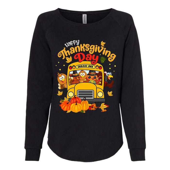 Happy Thanksgiving Day Funny Turkey School Bus Driver Gifts Womens California Wash Sweatshirt