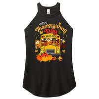 Happy Thanksgiving Day Funny Turkey School Bus Driver Gifts Women's Perfect Tri Rocker Tank