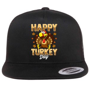 Happy Turkey Day Thanksgiving Day Holiday Gift Flat Bill Trucker Hat